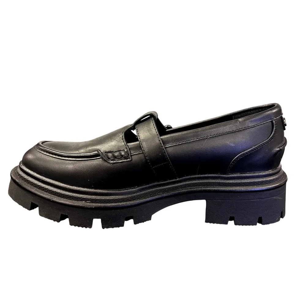 Circus NY by Sam Edelman Ivy Black T-Strap Lug Sole Loafers Womens 10 Platform